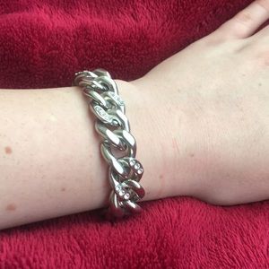 Silver Bracelet with Diamond-Style Gems